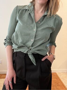 Light Sage Button Down